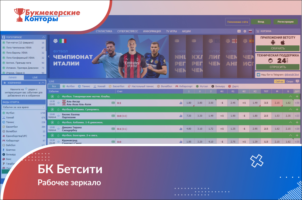 Рабочее зеркало Бетсити